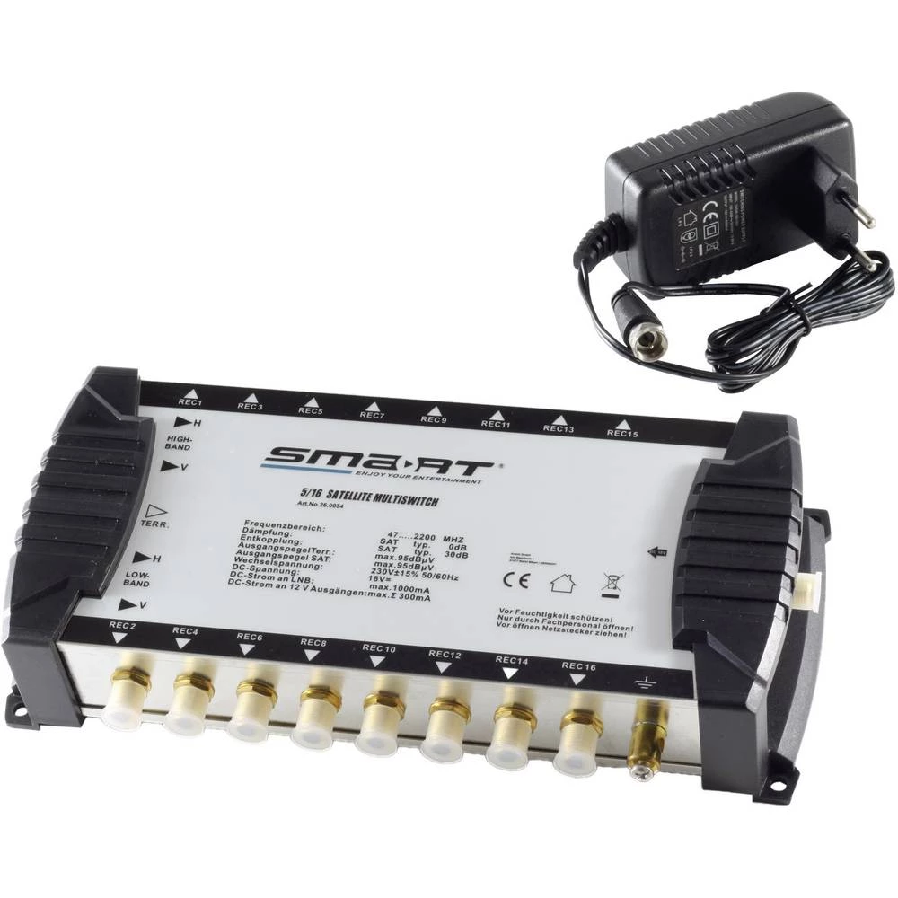 Satelitski multiprekidač Smart MSE516NT Ulazi: 5 (4 Sat/1 zemaljske) Broj sudionika: 16 slika