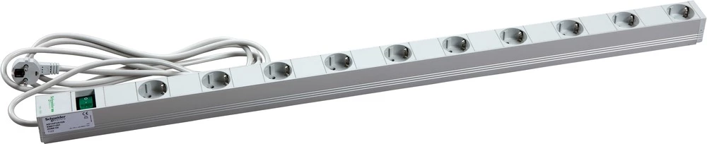 Razdjelna letva s prekidačem Aluminij boja Utičnica Schneider Electric NSYAPUS10S slika