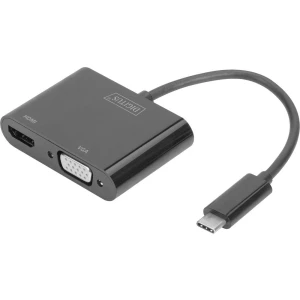 USB / HDMI / VGA Adapter [1x Muški konektor USB-C™ - 1x Ženski konektor HDMI, Ženski konektor VGA] Crna Digitus slika