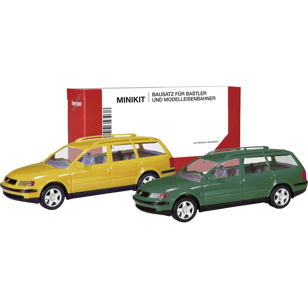 Herpa 012249-007 h0 model automobila Volkswagen Passat Variant B5, med žuta i mahovina zelena slika