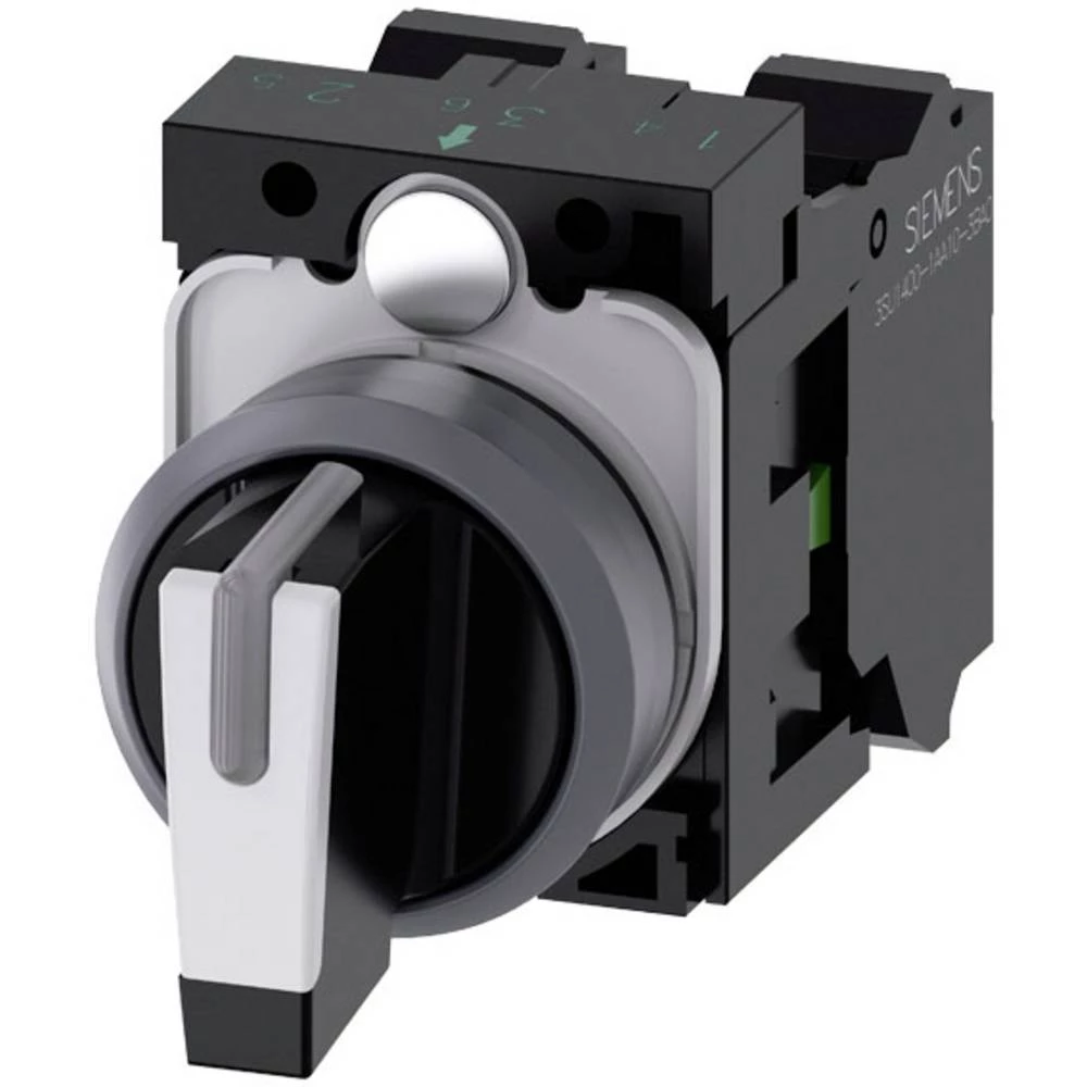 Siemens 3SU1130-2BL60-3NA0 preklopni prekidač prednji prsten od metala, osvjetljen geg pješčano-siva, bijela 2 x 45 °  1 St. slika