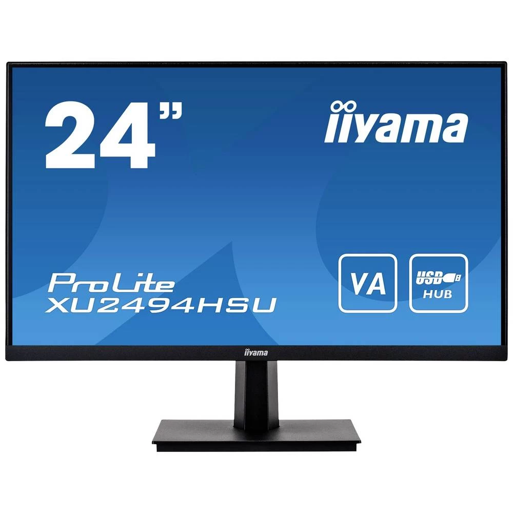 Iiyama ProLite XU2494HSU-B1 led zaslon 61 cm (24 palac) Energetska učinkovitost 2021 E (A - G) 1920 x 1080 piksel Full HD 3 ms VGA, HDMI™, DisplayPort, USB 2.0, slušalice (3.5 mm jack) VA LED slika