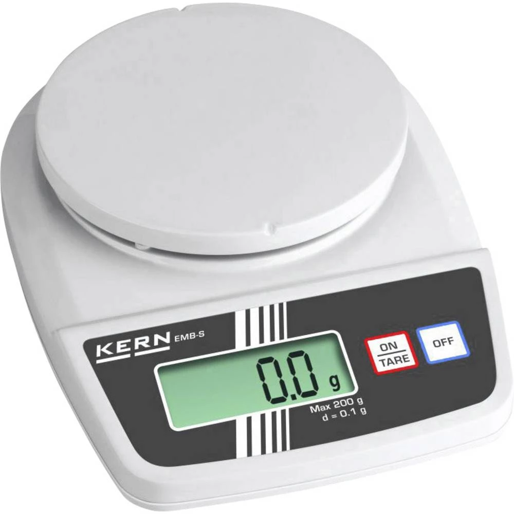 Kompaktna vaga Kern EMB 2000-0S Opseg mjerenja (kg) 2 kg Mogućnost očitanja 1 g baterijski pogon Bijela, Siva slika