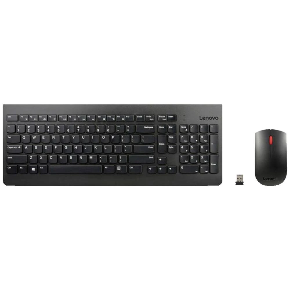 Lenovo KB MICE_BO Essential Wireless Combo bežični tipkovnica, set miša tipke za multimediju, zaštita od prskanja engleski, qwerty crna slika