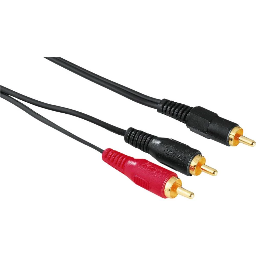 Cinch Audio Priključni kabel [1x Muški cinch konektor - 2x Muški cinch konektor] 2 m Crna pozlaćeni kontakti Hama slika