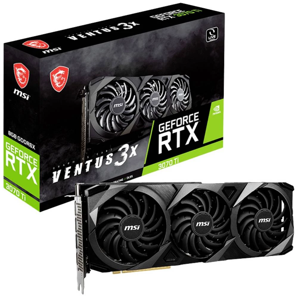 MSI Gaming grafička kartica Nvidia GeForce RTX 3070 Ti Ventus 3X Overclocked 8 GB GDDR6X-RAM PCIe  HDMI™, DisplayPort navijena slika
