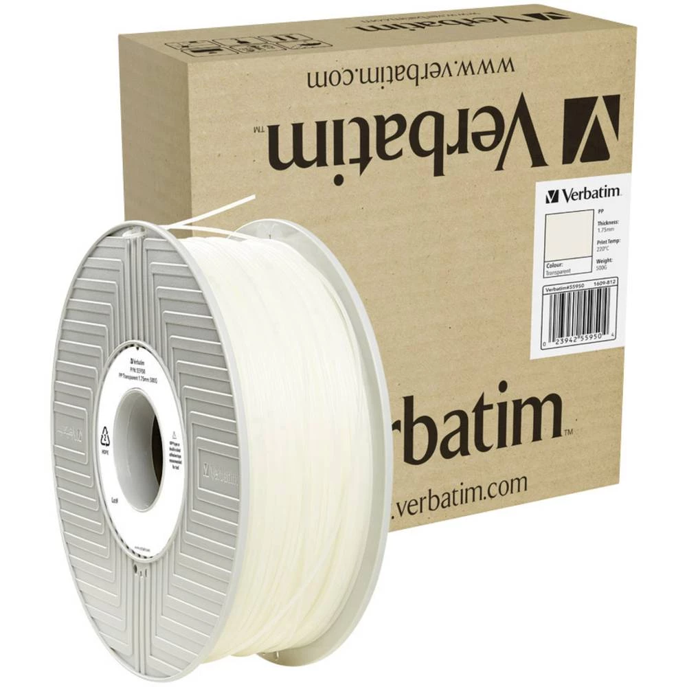 3D pisač filament Verbatim 55950 PP (polipropilen) 1.75 mm Prozirna 500 g slika