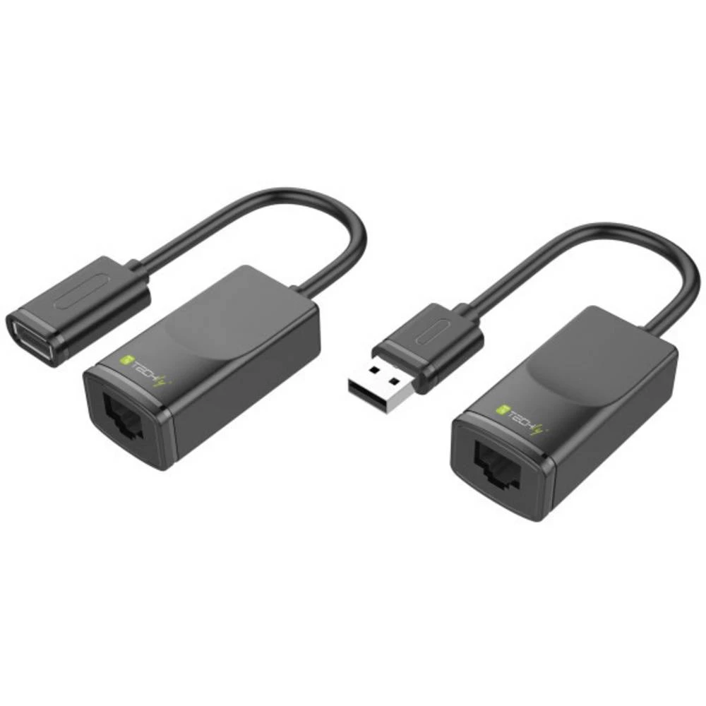 USB 2.0 Adapter [1x Ženski konektor USB 1.1 tipa A, Muški konektor USB 1.1 tipa A - 2x Ženski konektor RJ45] Crna TECHly slika