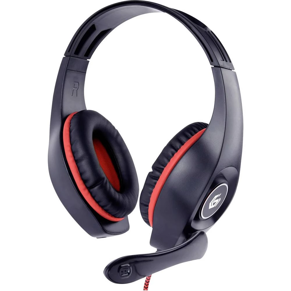 Gembird GHS-05-R igre On Ear Headset žičani stereo crna, crvena kontrola glasnoće slika