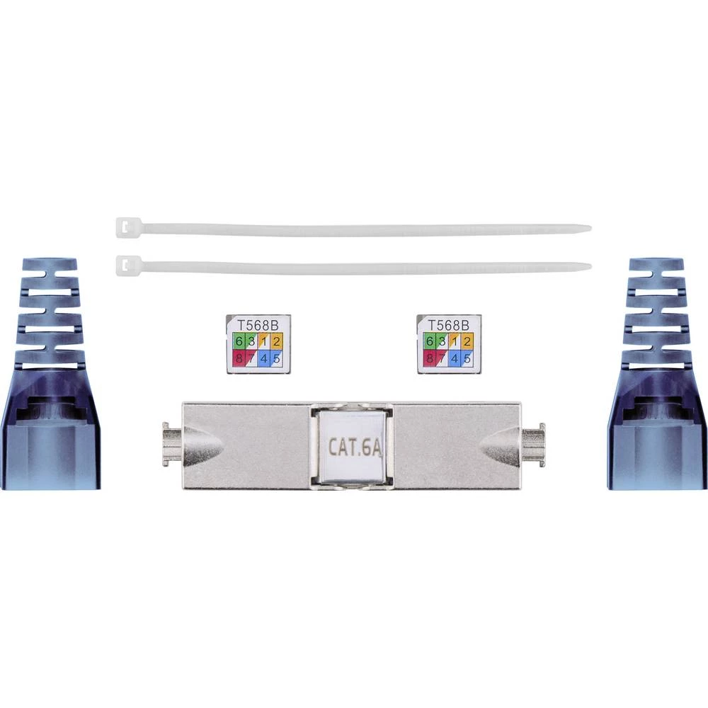 LAN (RJ45) Mreža Adapter CAT 6A [1x LSA - 1x LSA] Siva, Plava boja Goobay slika