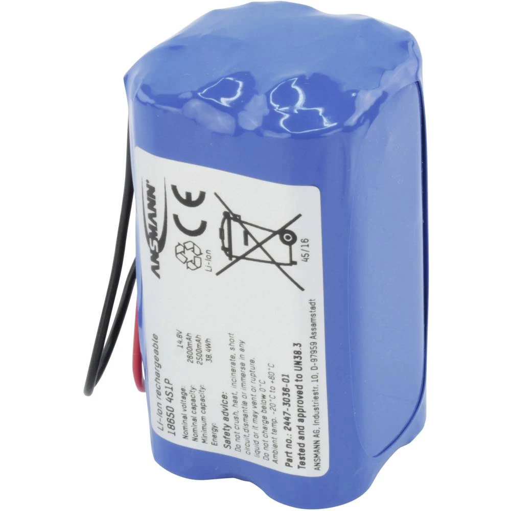Aku-pack 4x 18650 Kabel Li-Ion Ansmann 4S1P 14.8 V 2600 mAh slika