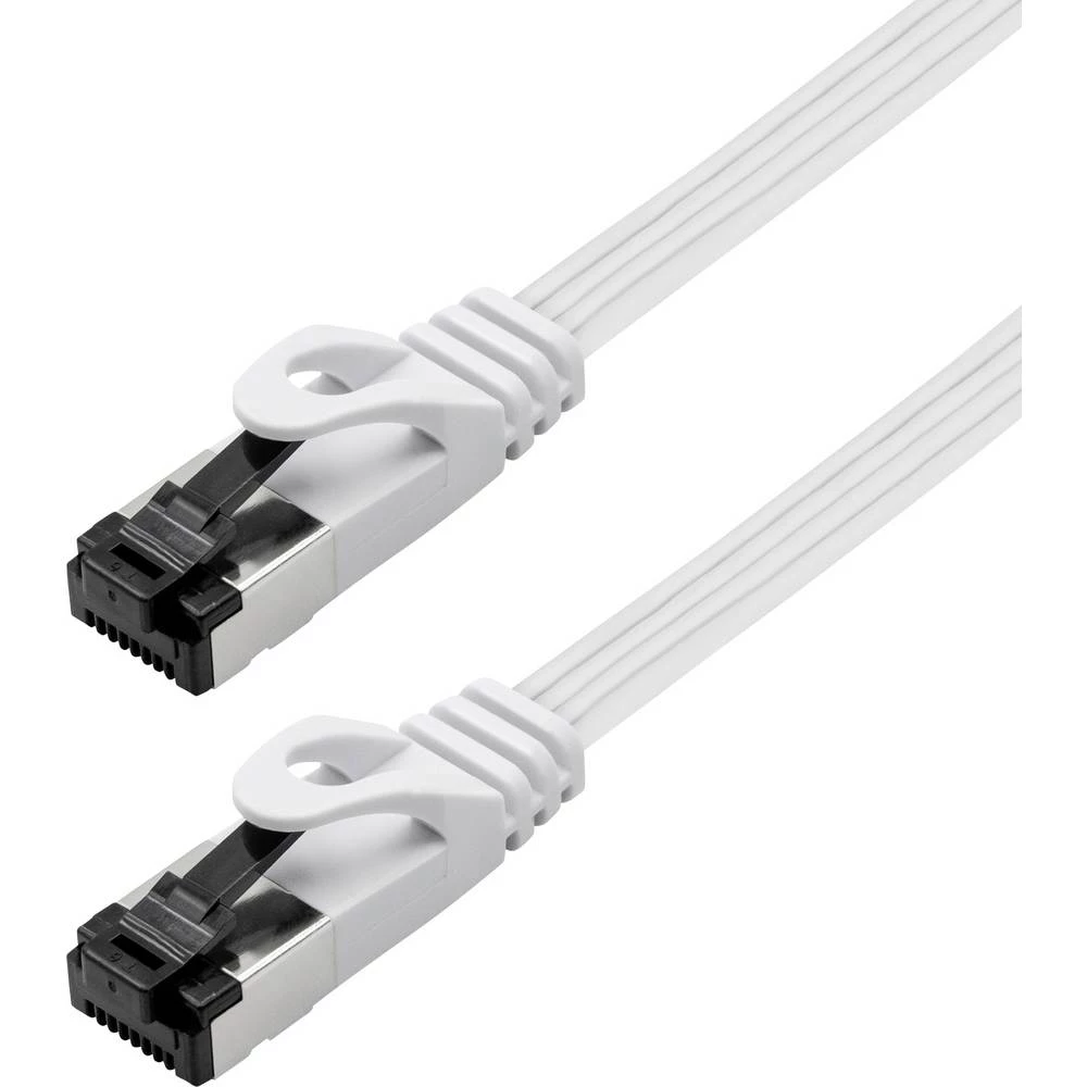 Maxtrack TI55-1L RJ45 mrežni kabel, Patch kabel CAT 8.1 U/FTP 1 m bijela plosnati 1 kom. slika