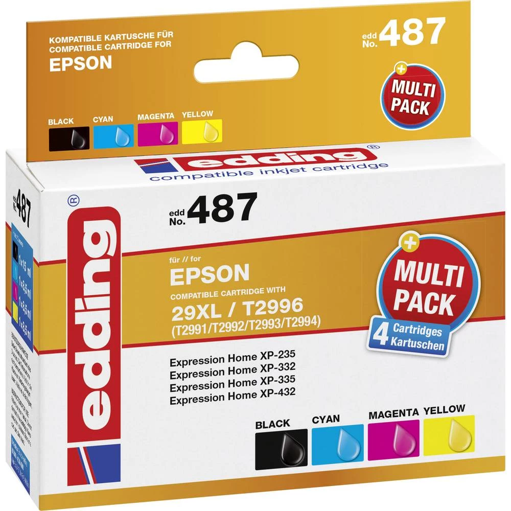 Edding Tinta Zamijena Epson 29XL, T2996, T2991, T2992, T2993, T2994 Kompatibilan Kombinirano pakiranje Crn, Cijan, Purpurno crve slika