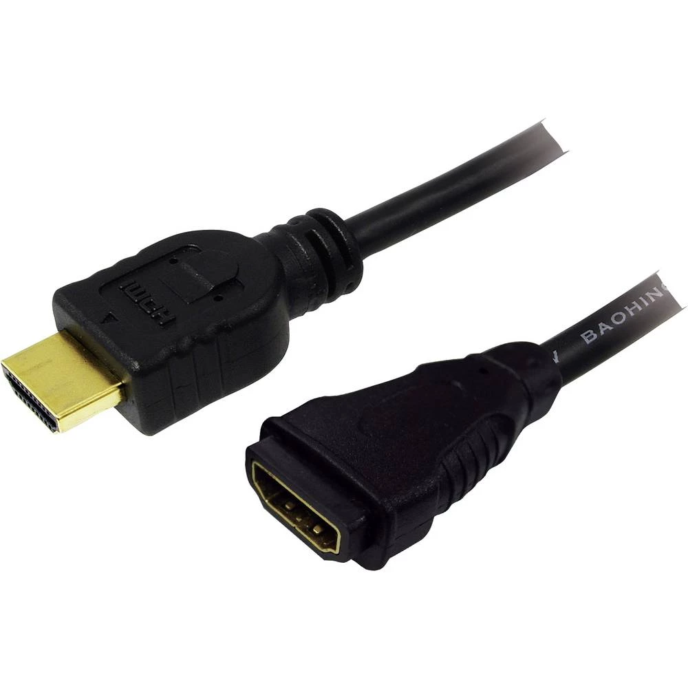 LogiLink HDMI Priključni kabel [1x Muški konektor HDMI - 1x Ženski konektor HDMI] 1.5 m Crna slika