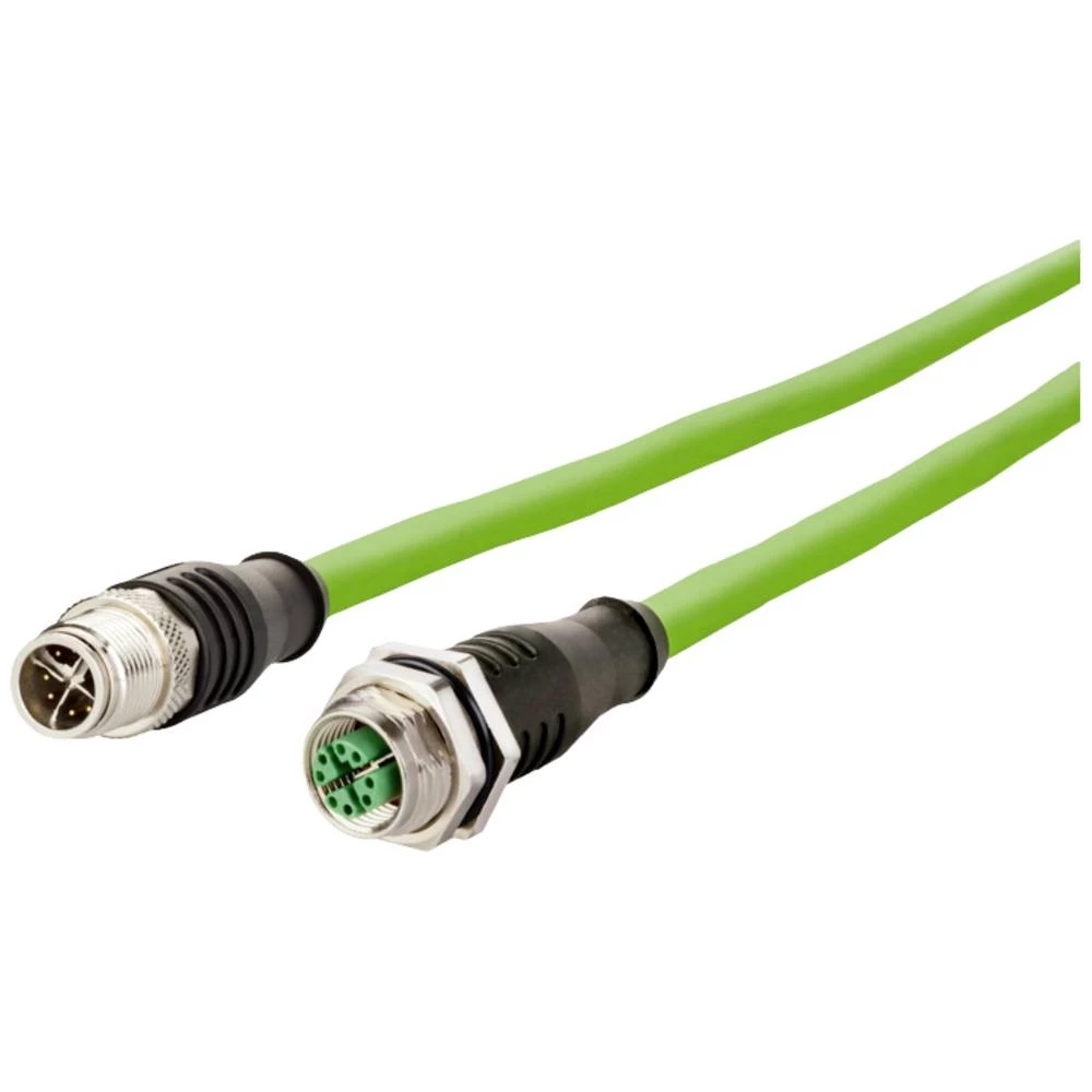 Metz Connect 142M2X12020 M12 mrežni kabel, Patch kabel CAT 6a S/FTP 2 m zelena PUR plašt, postojan na kiselinu, postojan na ozon, UV otporan, mogućnost korištenja za vuču, bez halogena, postojan na... slika