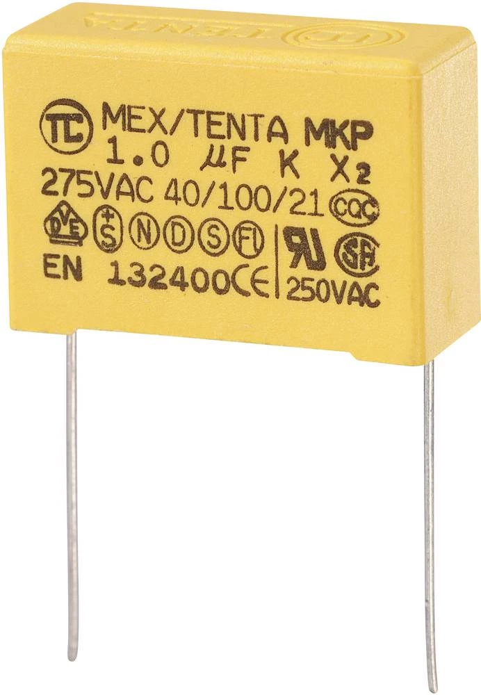 TRU COMPONENTS MKP-X2 MKP-X2-Kondenzator za uklanjanje poremećaja radijalno ožičen 1 &micro;F 275 V/AC 10 % 27.5 mm (D x Š x V) slika