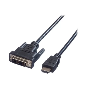 Value DVI / HDMI priključni kabel DVI-D 18+1-polni utikač, HDMI A utikač 1.00 m crna 11.99.5519 sa zaštitom, utikač prim slika