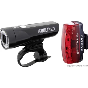 Komplet svjetla za bicikl Cateye GVOLT50 + RAPID MICRO G LED pogon na punjivu bateriju Crna, Crvena slika