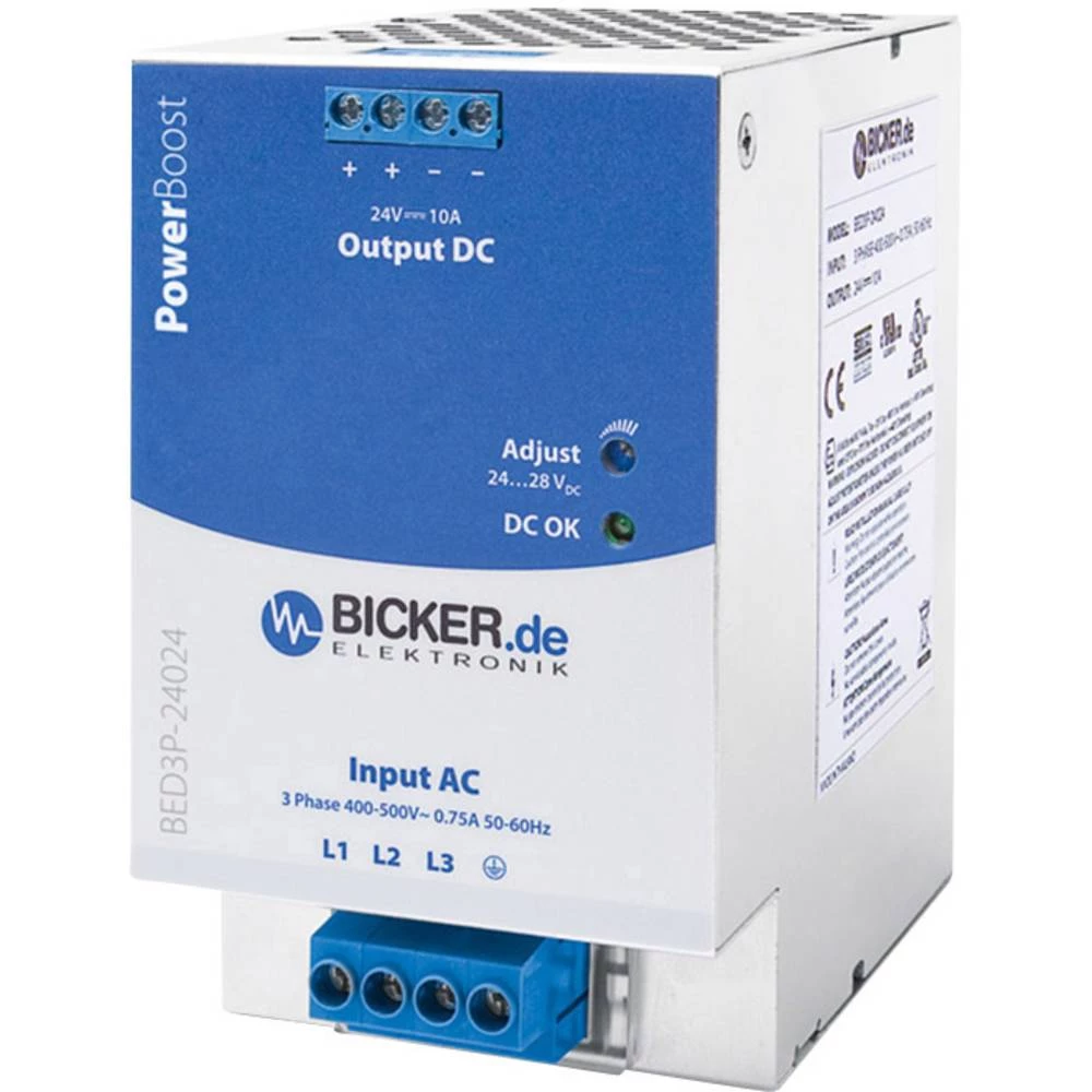 Bicker Elektronik BED3P-24024 DIN-napajanje (DIN-letva) 24 V/DC 10 A 240 W 3 x slika