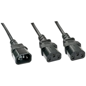 LINDY struja Y-kabel [1x muški konektor iec, c14 - 2x ženski konektor iec c13, 10 a] 1 m crna slika