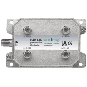 Razdjelnik za kabelsku TV Axing BAB 4-02 4-dijelni 5 - 40 Mhz, 40 - 470 MHz, 470 - 862 MHz, 862 - 1006 MHz slika
