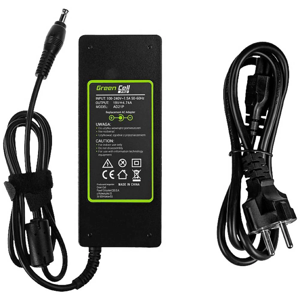 Napajanje / punjač Green Cell PRO 19V 4.74A 90W za Samsung R510 R522 R525 R530 R540 R580 R780 RV511 RV520 NP350E5C NP350V5C Green Cell AD21P strujni adapter -prijenosno računalo 90 W 19 V 4.7 slika