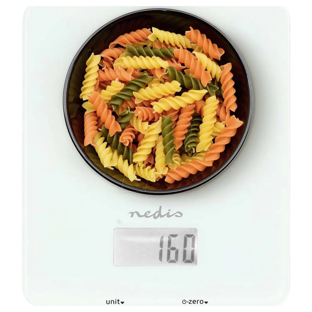 Nedis KASC800WTW digitalna kuhinjska vaga digitalni Opseg mjerenja (kg)=5 kg bijela 191 x 166 x 19 slika