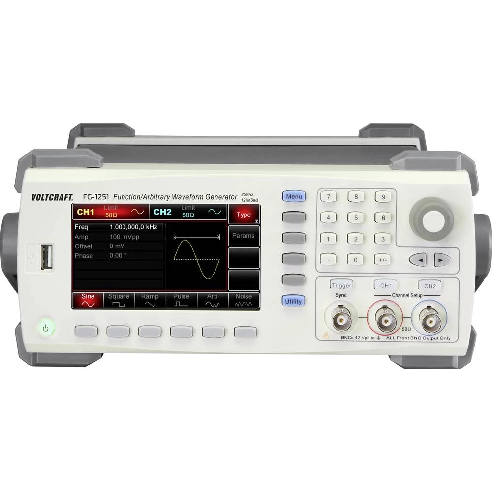 VOLTCRAFT FG-1251 Funkcijski generator na struju 2-kanalni Sinusni val , Pravokutnik, Proizvoljno, Trokut ISO slika