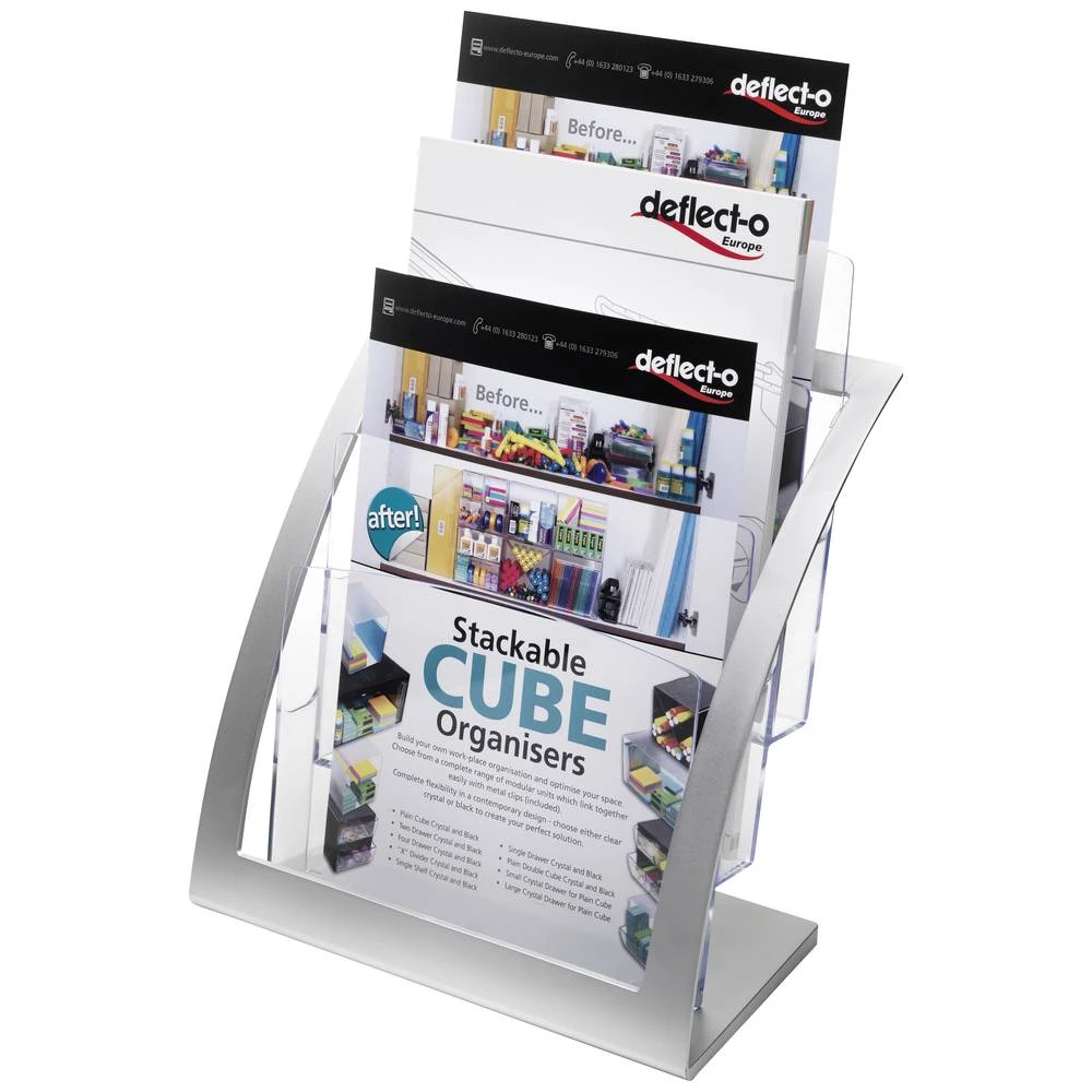 Deflecto Contemporary 693745 nosač brošure srebrna, prozirna din a4 visok 1 St. (Š x V x D) 285 x 340 x 160 mm slika