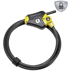 Master Lock 8420EURD kabelski lokot  crna, žuta  zaključavanje ključem slika