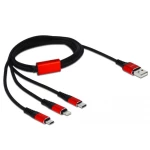 Delock USB kabel USB 2.0 USB-A utikač, USB-C® utikač, USB-Micro-B utikač, Apple Lightning utikač 1.00 m crna, crvena 858