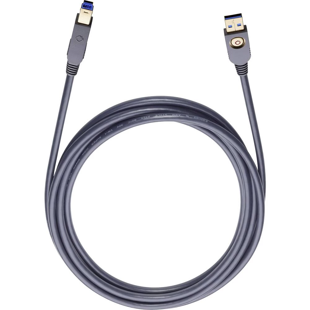 Oehlbach USB 3.0 Priključni kabel [1x Muški konektor USB 3.0 tipa A - 1x Muški konektor USB 3.0 tipa B] 3 m Crna pozlaćeni konta slika