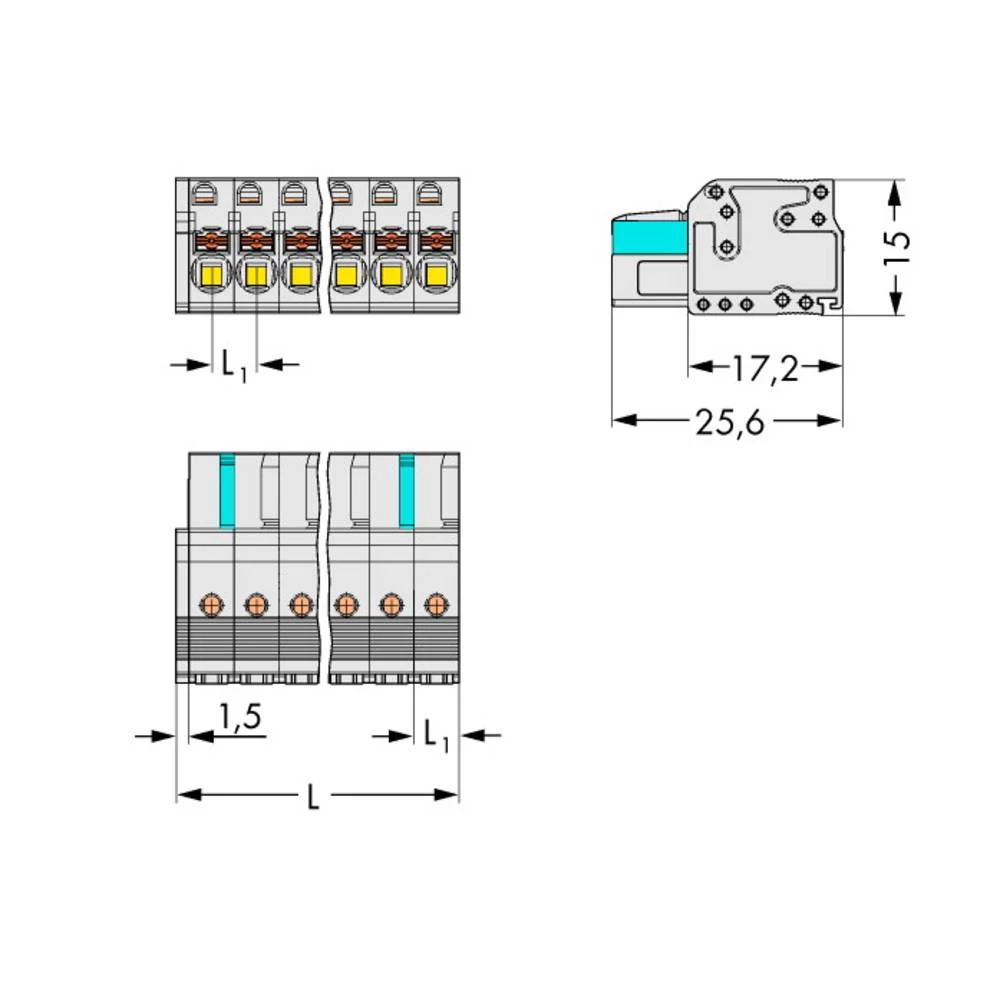 WAGO kućište kabelske utičnice 2721 Ukupan broj polova 3 Raster: 5 mm 2721-103/026-000 100 St. slika