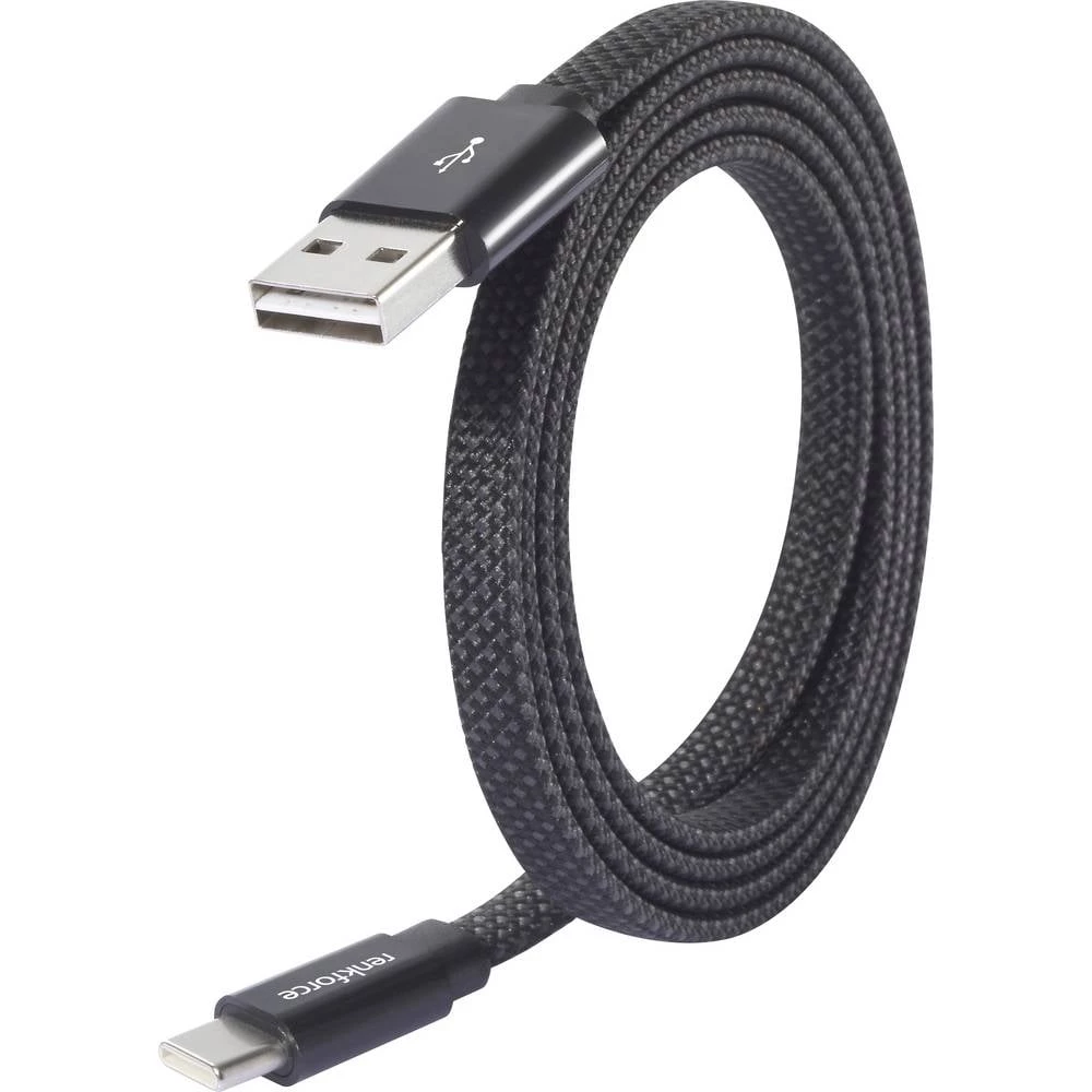 Renkforce USB kabel USB 2.0 USB-A utikač, USB-C® utikač 1.50 m crna s magnetskim namotom RF-6872046 slika