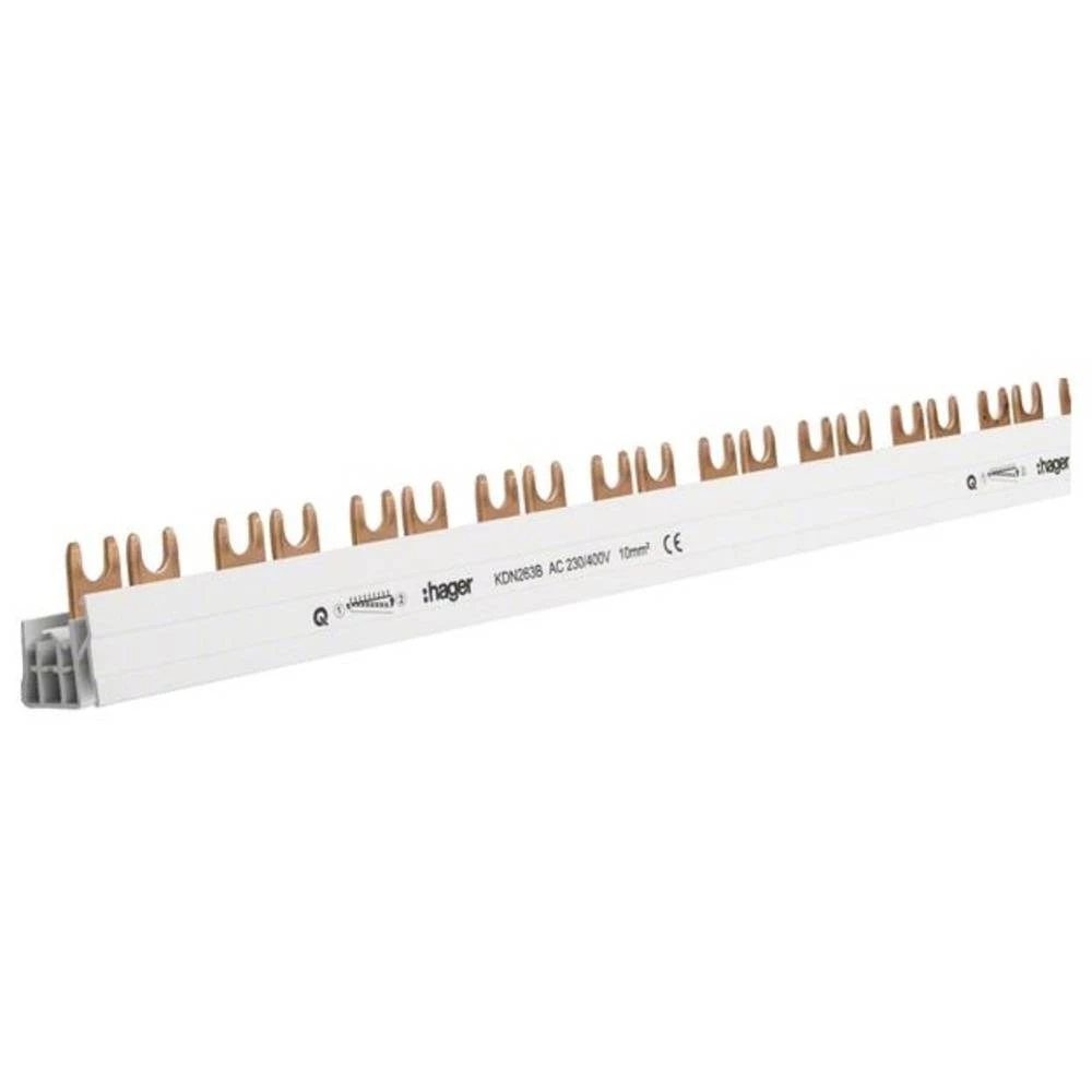Fazna tračnica 2-polni viličasti priključak 10qmm 63A 57 modula Hager KDN263B fazna šina 1000 mm 1 St. slika