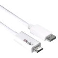 club3D DisplayPort / HDMI Priključni kabel [1x Muški konektor DisplayPort - 1x Muški konektor HDMI] 3 m Bijela slika