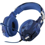 Igraće naglavne slušalice sa mikrofonom 3,5 mm priključak Sa vrpcom Trust GXT322B Carus Na ušima Kamuflažna boja, Plava boja