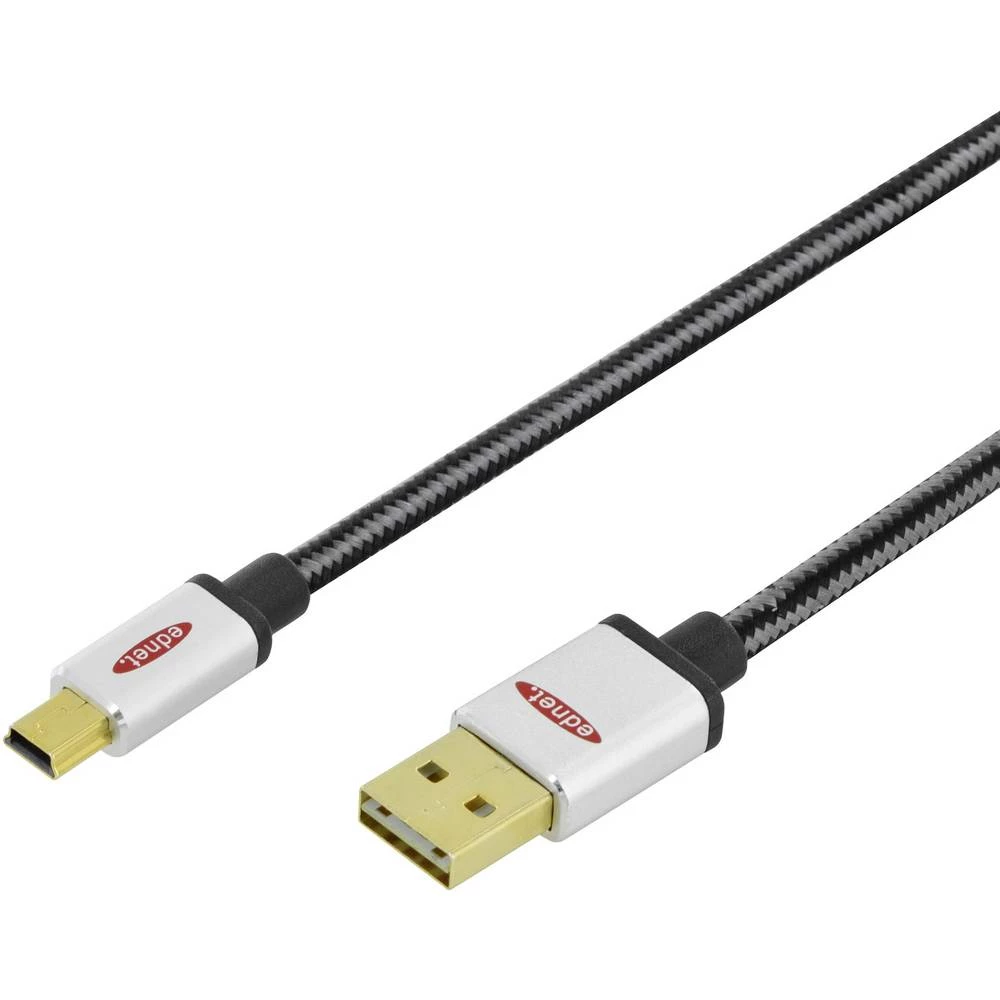 ednet USB 2.0 Priključni kabel [1x Muški konektor USB 2.0 tipa B - 1x Muški konektor USB 2.0 tipa Mini B] 1 m Crna Okrugli, utik slika