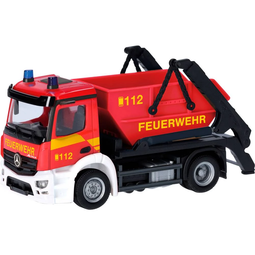 Herpa 98250 h0 model hitnog vozila Mercedes Benz Actros S utovarivač kontejnera AK12 "Vatrogasna služba" slika