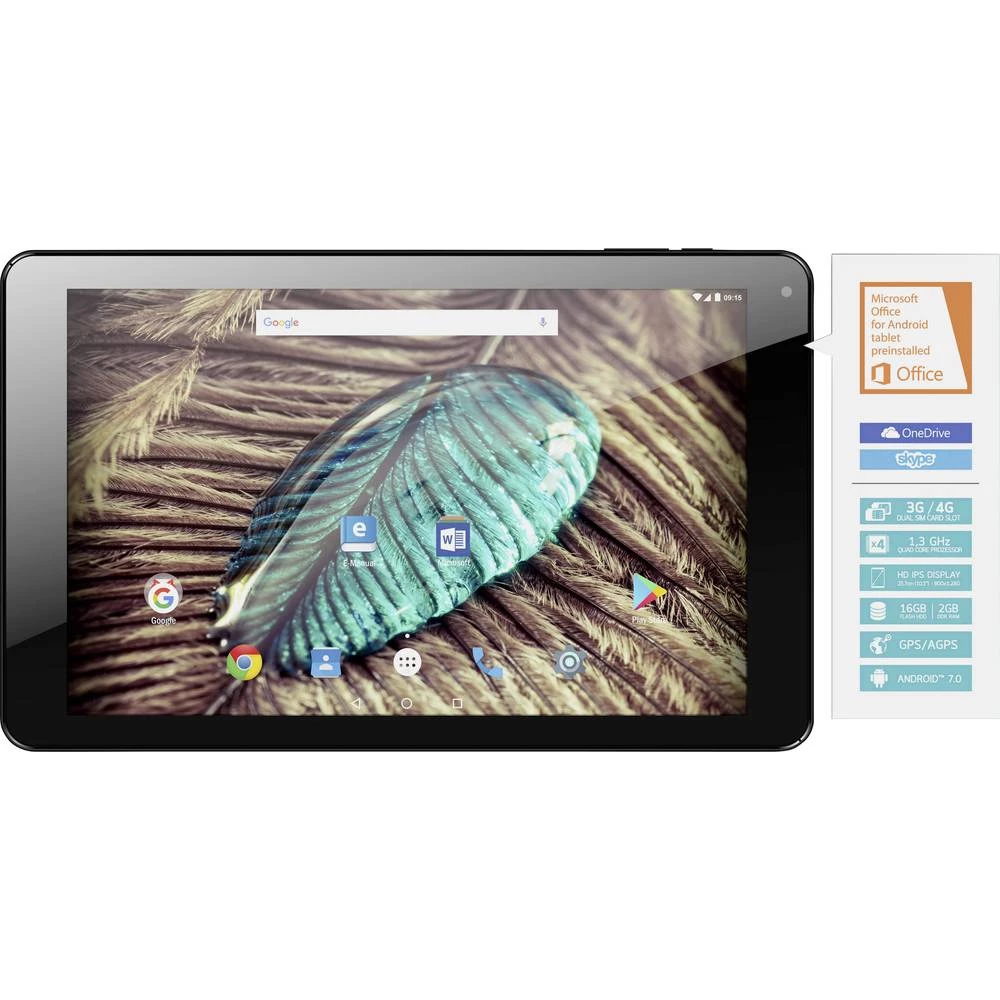Odys XELIO HD10 plus LTE Android tablet PC 25.7 cm (10.1 ") 16 GB LTE/4G, Wi-Fi Crna boja 1.3 GHz Quad Core Android&trade; 7.0 N slika