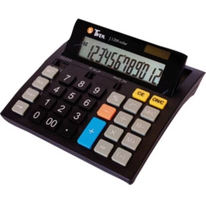 Stolni kalkulator Twen J 1200 Crna Zaslon (broj mjesta): 12 solarno napajanje, baterijski pogon (Š x V x d) 141 x 25 x 151 mm slika