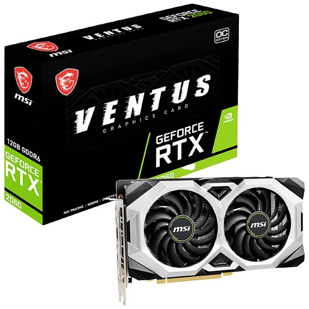MSI Gaming grafička kartica Nvidia GeForce RTX 2060 Ventus Overclocked 12 GB GDDR6-RAM PCIe x16  HDMI™, DisplayPort navijena slika