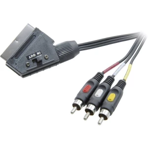 SCART / Činč TV, prijemnik (receiver) priključni kabel [1x SCART-utikač 3x činč-utikač] 2 m crn