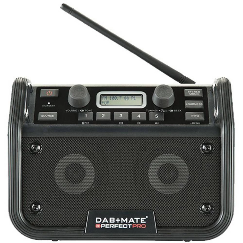 UKW Radio za gradilište PerfectPro DAB+mate AUX, Bluetooth, UKW Funkcija punjenja baterije, Zaštićeno protiv prskanja, Otporan n slika