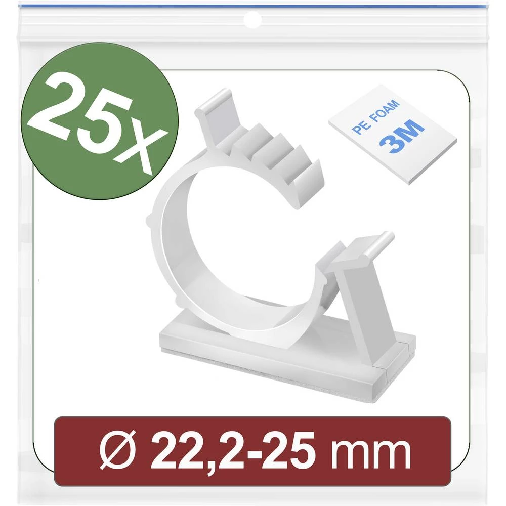 Quadrios 24CA449 postolje samoljepljiva 24CA449 Snop Ø, područje 22.2 do 25 mm   bijela 25 St. slika