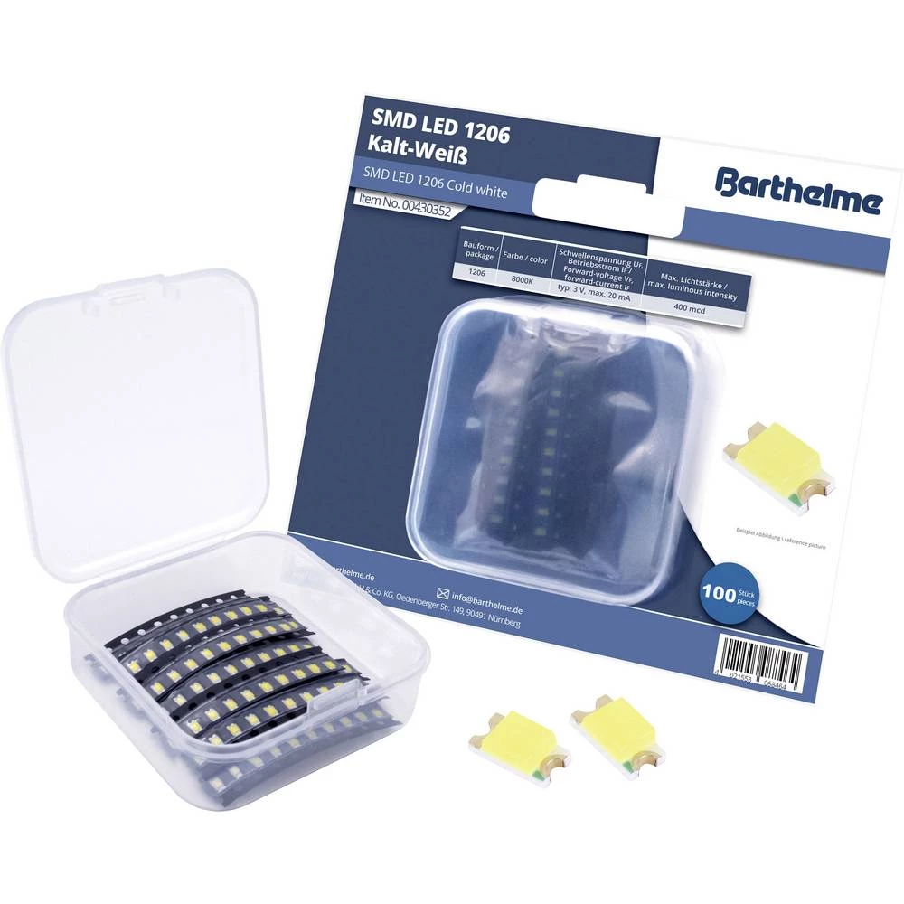 Barthelme SMD LED 1206 Hladno-bijela 400 mcd 120 ° 20 mA 3 V Bulk slika