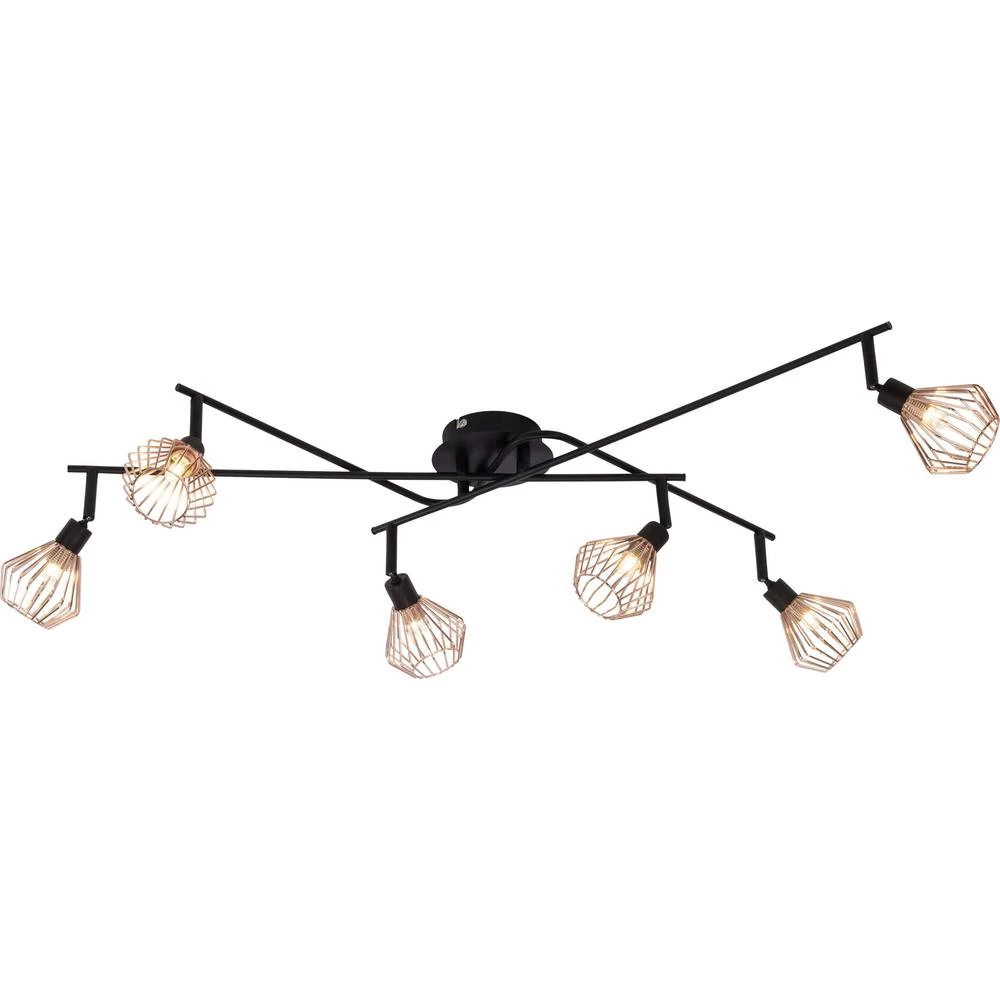 Stropni reflektor Halogena žarulja G9 198 W Brilliant Dalma 21096/76 Crna, Bakrena slika