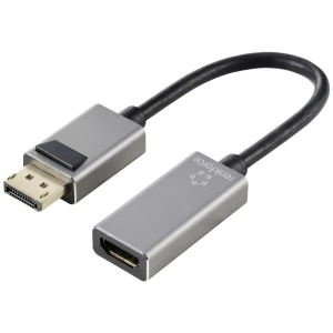 Renkforce RF-5246622 DisplayPort / HDMI adapter [1x muški konektor DisplayPort - 1x ženski konektor HDMI] crna Ultra HD (8K), aluminijski utikač 0.15 m slika