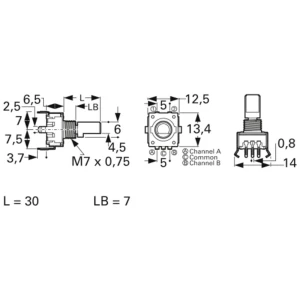 Inkrementalni enkoder, 5 V, 24 impulsa, PEC11R-4230F-S0024 Bourns sinkroni davač 1 St. PEC11R-4230F-S0024 slika