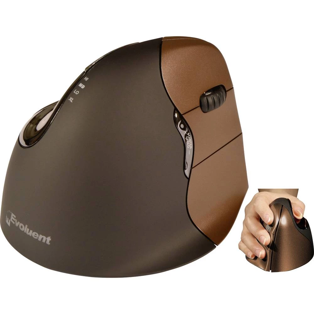 Evoluent VerticalMouse4 VM4SW Small Bežični miš Optički Ergonomski Smeđa boja slika